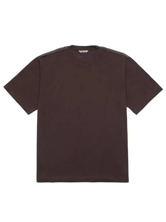 Crew Neck Cotton Jersey Short Sleeve T-Shirt Dark Brown - AURALEE - BALAAN 2