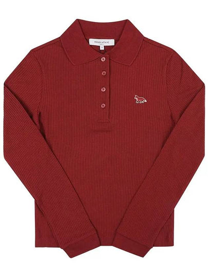 Maison Kitsune Logo Slim Fit Long Sleeve Pk Shirt Bordeaux - MAISON KITSUNE - BALAAN 2