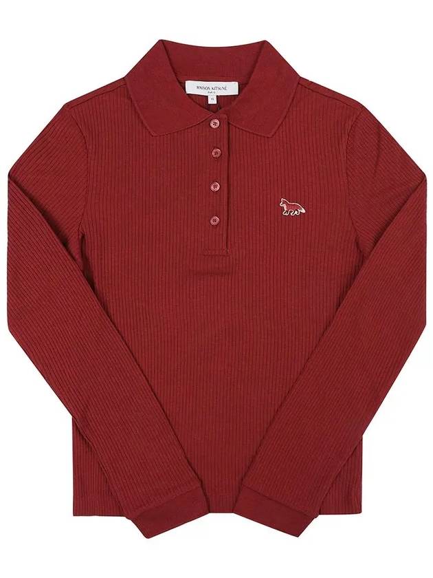 Maison Kitsune Logo Slim Fit Long Sleeve Pk Shirt Bordeaux - MAISON KITSUNE - BALAAN 3