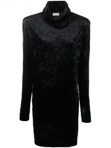 Velvet high neck knit dress 270942 - SAINT LAURENT - BALAAN 1