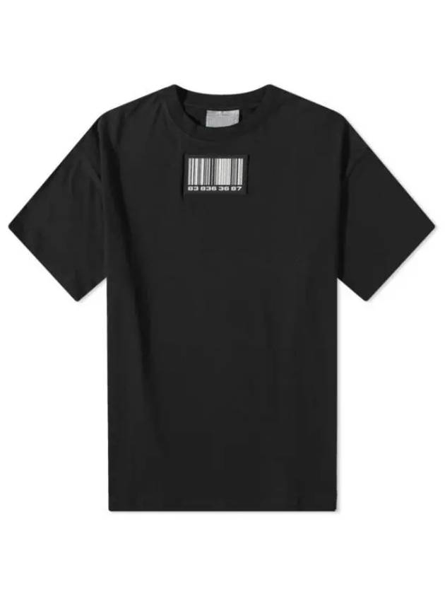 Vetements VTMNTS Rubber Barcode Patch Short Sleeve Black VL16TR120L - VETEMENTS - BALAAN 1