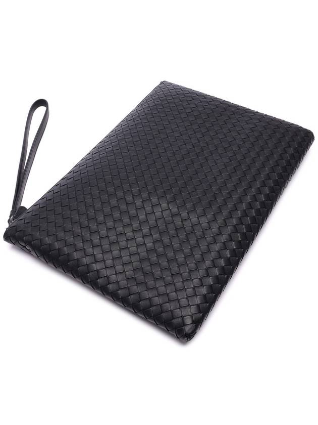 Intrecciato Strap Clutch Bag Black - BOTTEGA VENETA - BALAAN 5