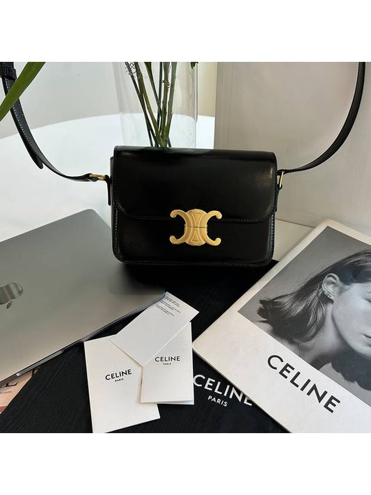 Teen Triomphe Shiny Calfskin Cross Bag Black - CELINE - BALAAN 2