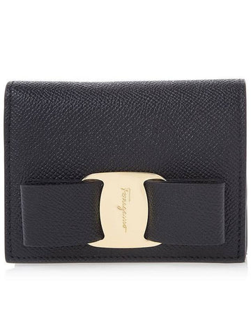 Women's Vara Bow Bicycle Wallet 22 D515 NERO CALF 0725300 - SALVATORE FERRAGAMO - BALAAN 1