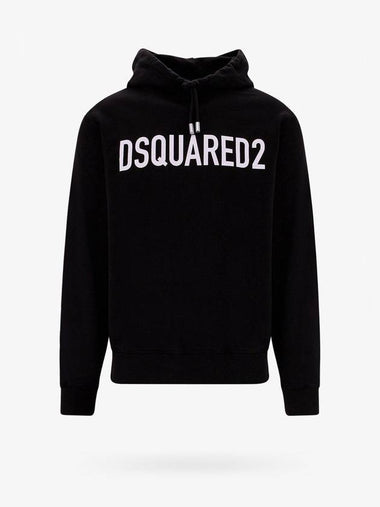 Frontal Logo Print Cotton Hoodie Black - DSQUARED2 - BALAAN 1