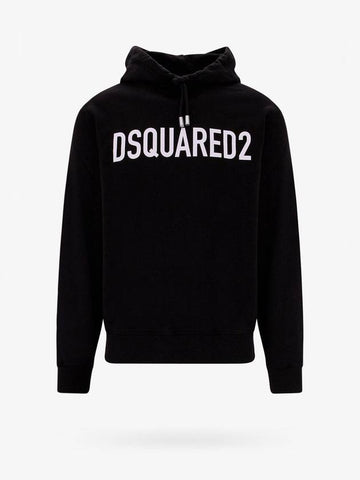 Frontal Logo Print Cotton Hoodie Black - DSQUARED2 - BALAAN 1