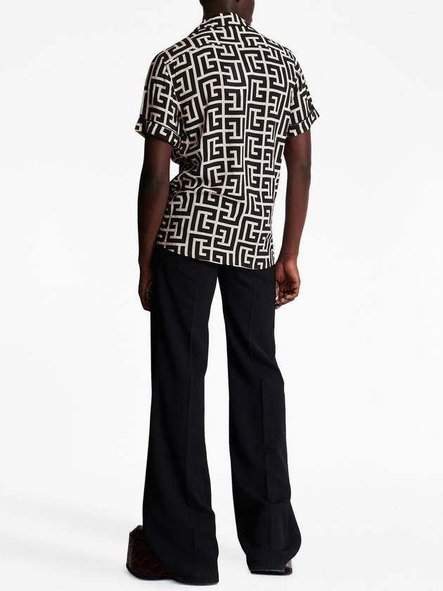 Monogram Print Short Sleeve Shirt Black - BALMAIN - BALAAN 5