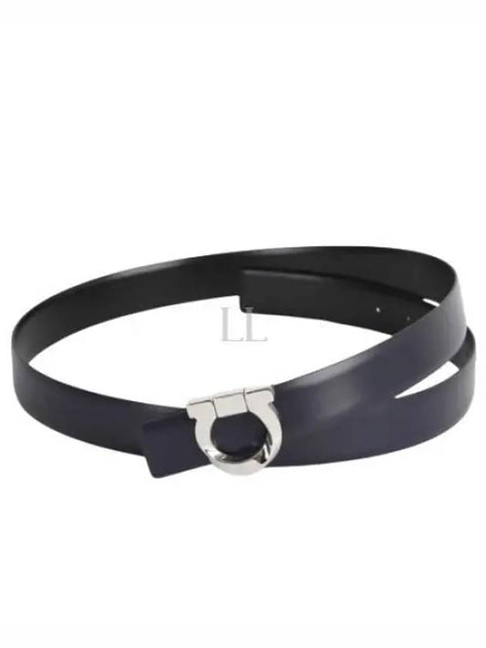 Gancini Reversible Leather Belt Blue - SALVATORE FERRAGAMO - BALAAN 2