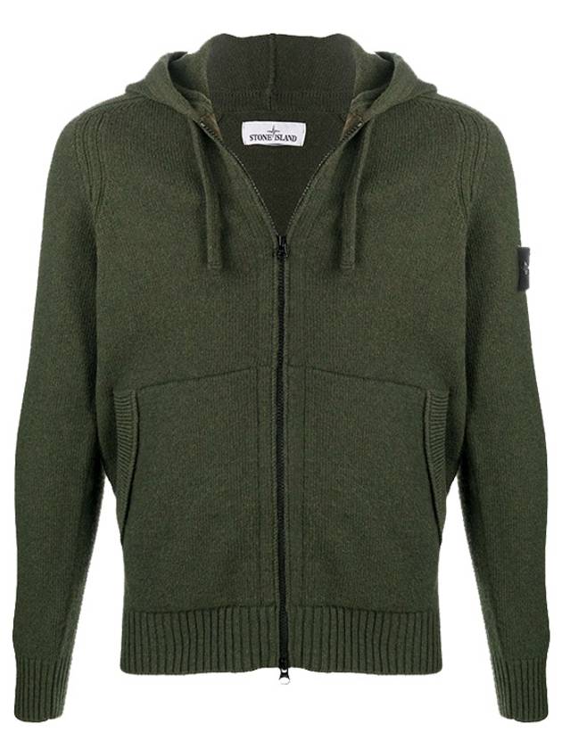 Wappen Patch Wool Zip Up Hoodie Green - STONE ISLAND - BALAAN 3