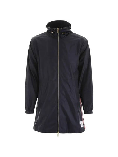 Men's Three Stripes Ripstop Hooded Parka Navy - THOM BROWNE - BALAAN 1