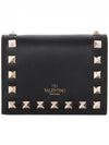 Rockstud Compact Bicycle Wallet Black - VALENTINO - BALAAN.