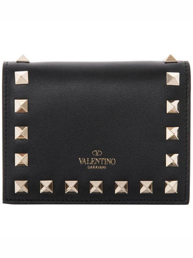 Rockstud Compact Half Wallet Black - VALENTINO - BALAAN 1