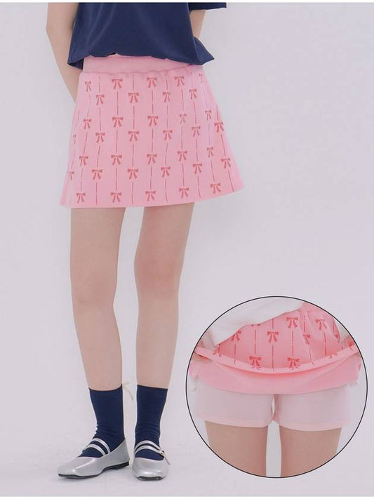 Ribbon Printing Pants A-Line Skirt Pink - METAPHER - BALAAN 2