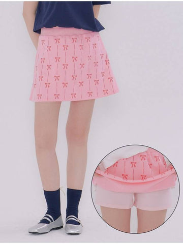 Ribbon Printing Pants A-Line Skirt Pink - METAPHER - BALAAN 1