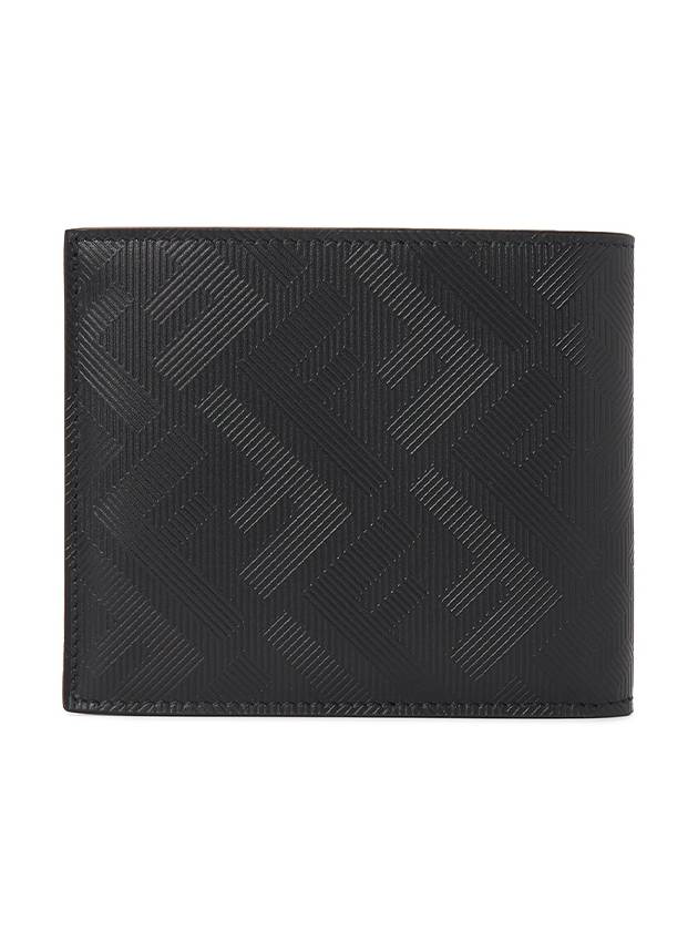 Shadow Diagonal Leather Half Wallet Black - FENDI - BALAAN 3