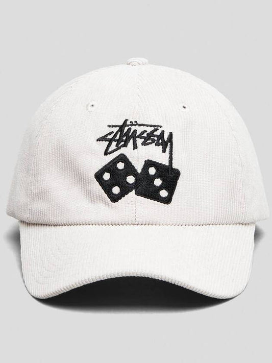 AU Australia TWO DICE Corduroy Low Pro Cap ST7M0079 White Sand ONE SIZE - STUSSY - BALAAN 1