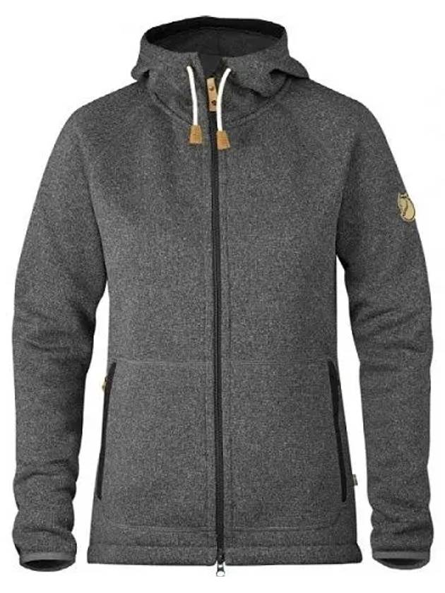 Women's Ovik Fleece Zip-Up Hoodie Dark Grey - FJALL RAVEN - BALAAN 2