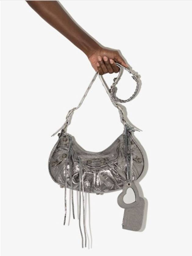 Metallic Le Cagol XS Lambskin Shoulder Bag Silver - BALENCIAGA - BALAAN 11