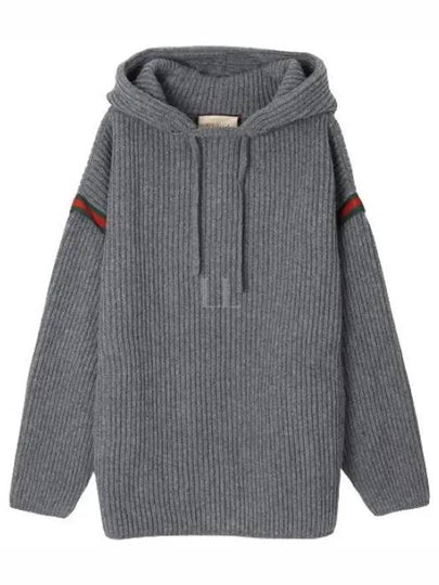 Wool Cashmere Hoodie Grey - GUCCI - BALAAN 2