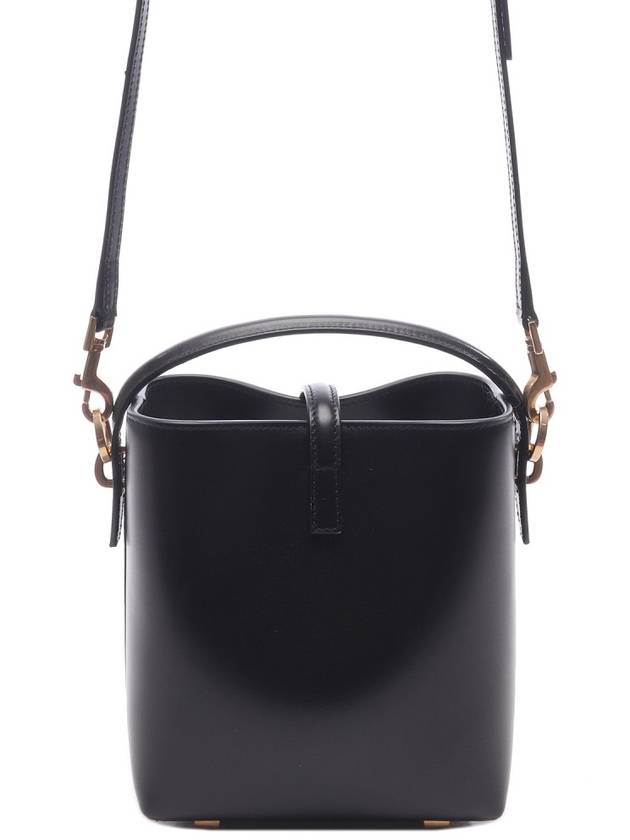 Le 37 Signature Logo Shiny Leather Small Bucket Bag Black - SAINT LAURENT - BALAAN 5