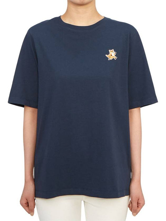 Speedy Fox Patch Comfort Short Sleeve T Shirt Navy - MAISON KITSUNE - BALAAN 2