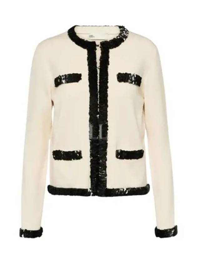 Kendra Wool Sequin Cardigan White - TORY BURCH - BALAAN 2