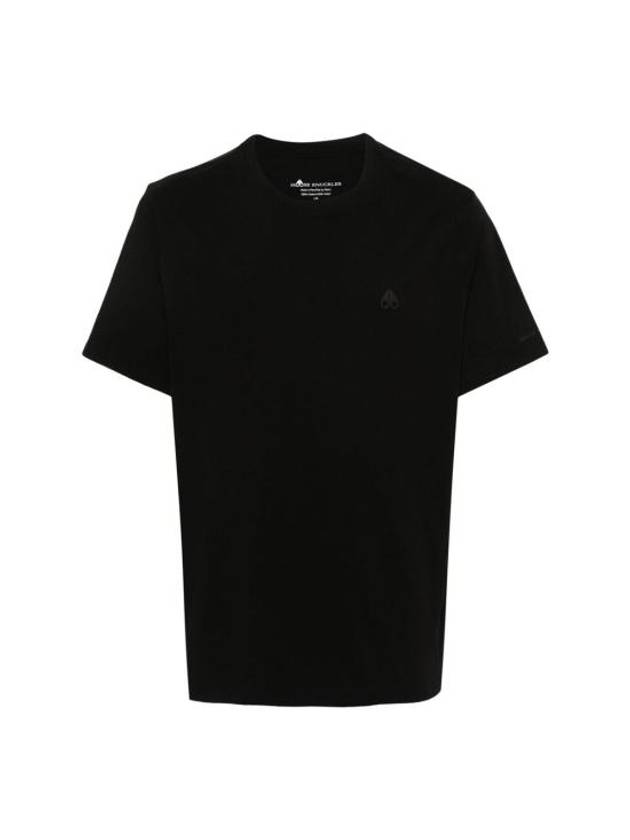 Satellite Logo Detail Crew Neck Short Sleeve T-Shirt Black - MOOSE KNUCKLES - BALAAN 1