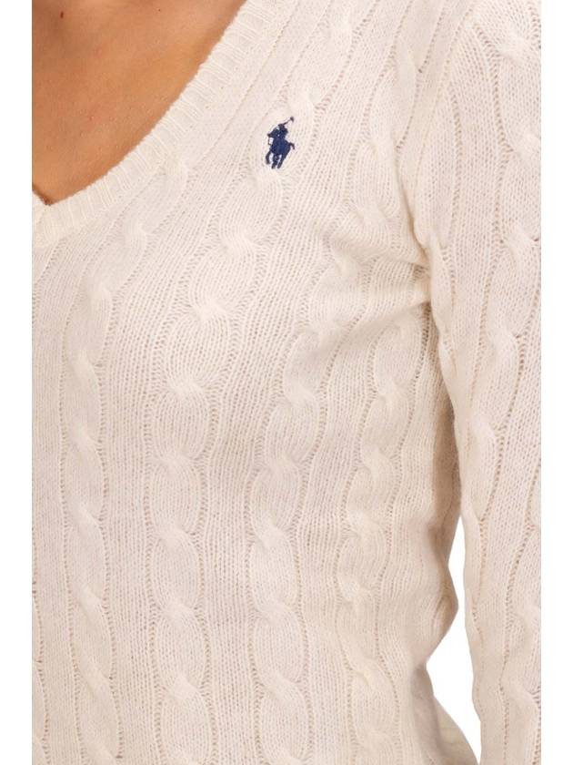 Kimberly Embroidered Logo Pony Cable Knit Top Cream - POLO RALPH LAUREN - BALAAN 3