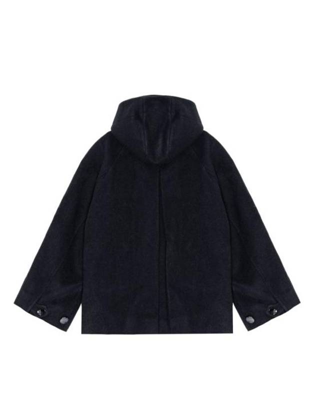 Wool Hooded Jacket Black - GANNI - BALAAN 3