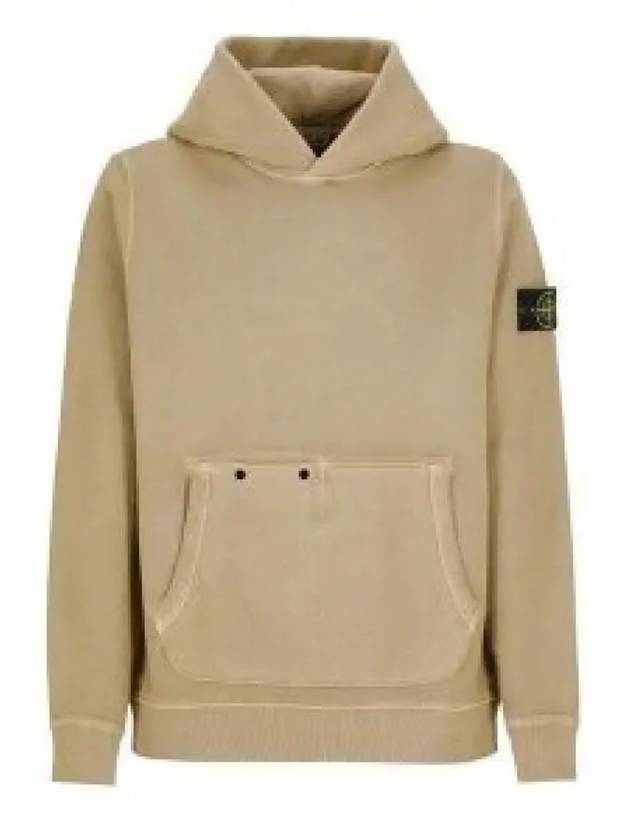 Old Effect Cotton Diagonal Fleece Hoodie Biscuit - STONE ISLAND - BALAAN 2