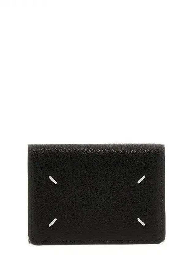 Snap Button Leather Half Wallet Black - MAISON MARGIELA - BALAAN 2