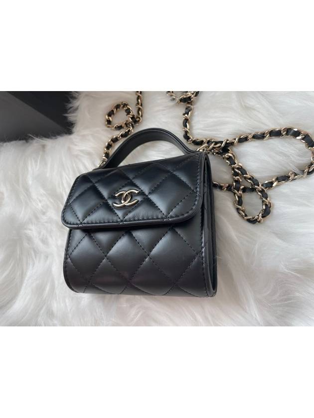 Women's Gold Vanity Retro Lambskin Chain Mini Bag Black - CHANEL - BALAAN 8