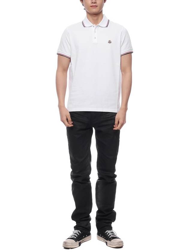 Logo Patch Short Sleeve Polo Optical White - MONCLER - BALAAN 4