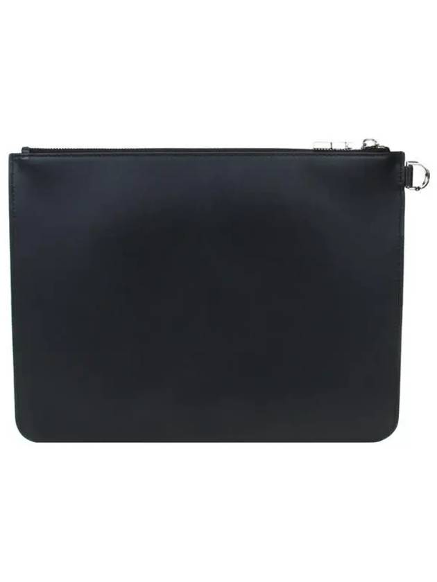 Trompe L'Eil Logo Leather Large Pouch Clutch Bag Black - GIVENCHY - BALAAN.