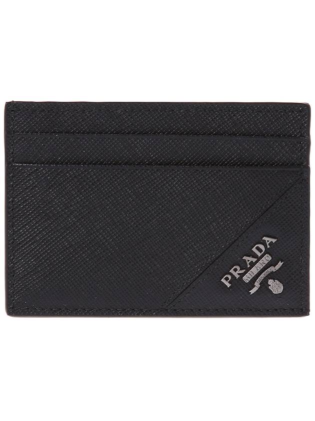 Metal Logo Saffiano Card Wallet Black - PRADA - BALAAN 2