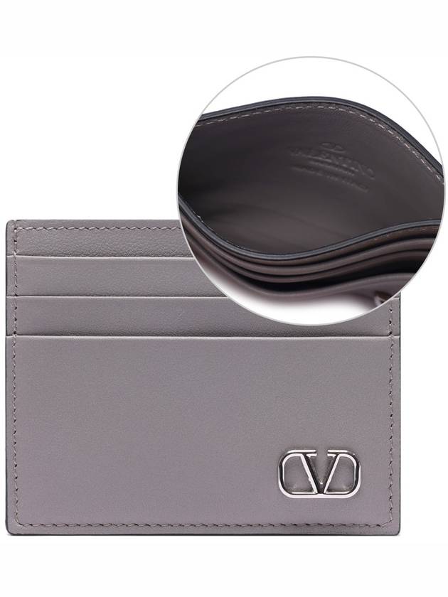 V Logo Signature Card Wallet Grey - VALENTINO - BALAAN 3