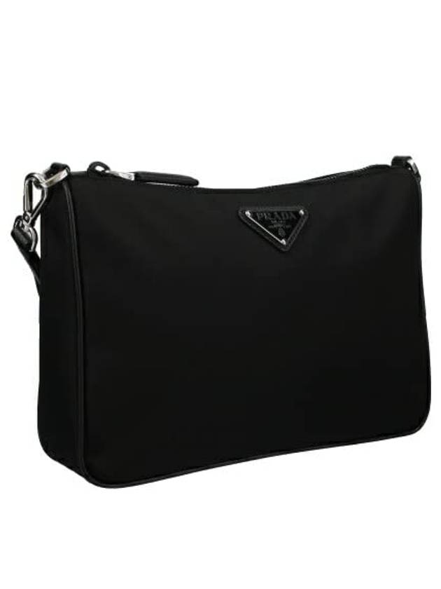 Triangle Logo Re-Nylon Saffiano Leather Shoulder Bag Black - PRADA - BALAAN 7