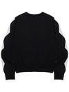 Argyle pattern sleeve V-neck semi-crop knit BLACK - 20THHOLE - BALAAN 3