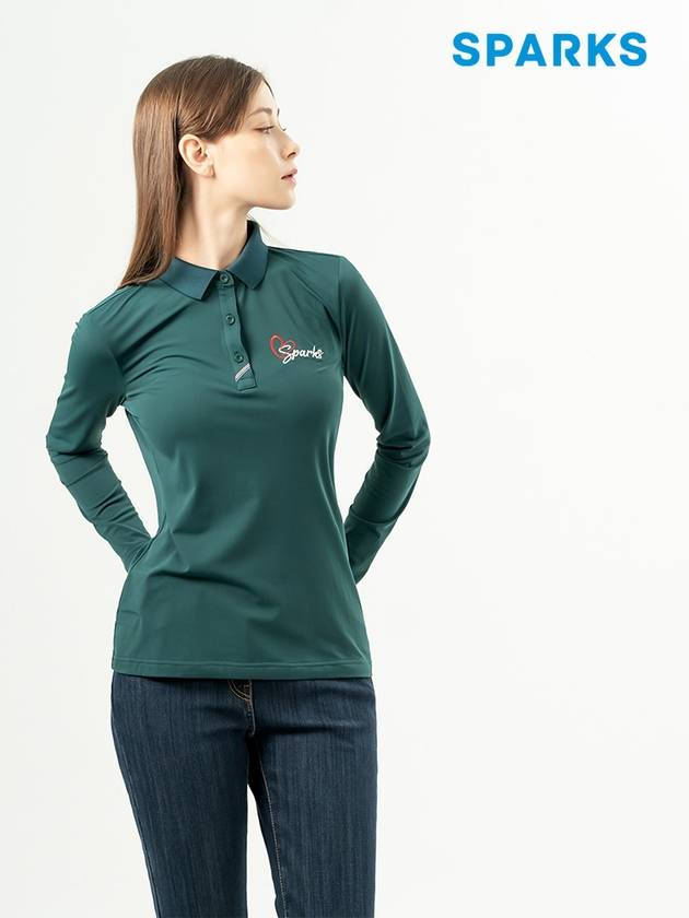 Women s Tipping Point Embroidered Logo Brushed Long Sleeve Collar T Shirt SO3LTS105 - SPARKS - BALAAN 4