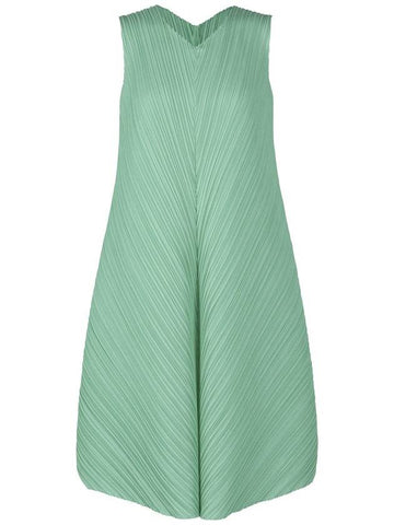 Mellow Pleats Midi Dress Seaweed Green - ISSEY MIYAKE - BALAAN 1