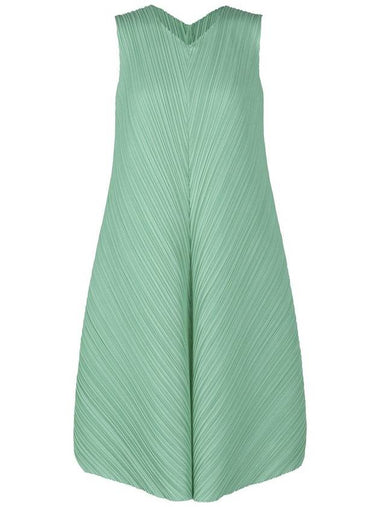 Mellow Pleats Midi Dress Seaweed Green - ISSEY MIYAKE - BALAAN 1