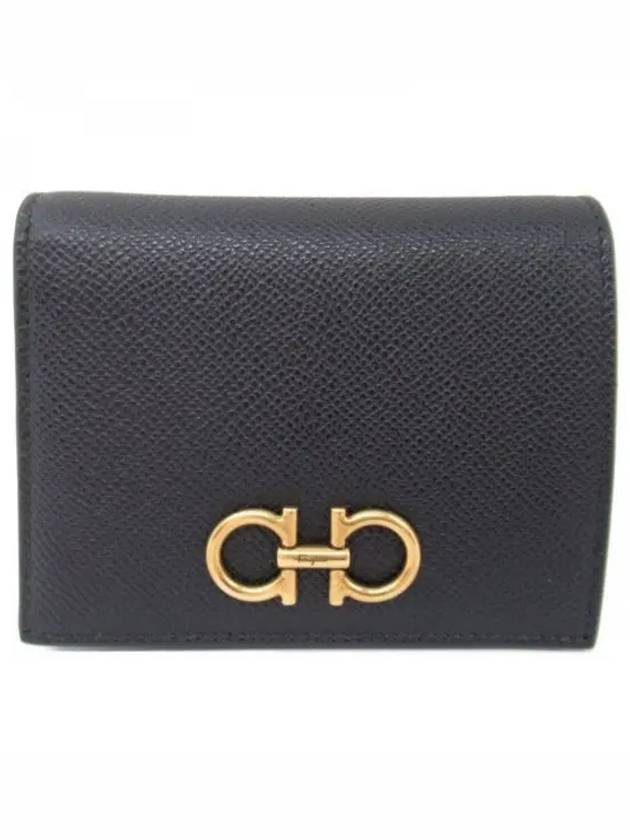 Gancini Compact Half Wallet Blue - SALVATORE FERRAGAMO - BALAAN 2