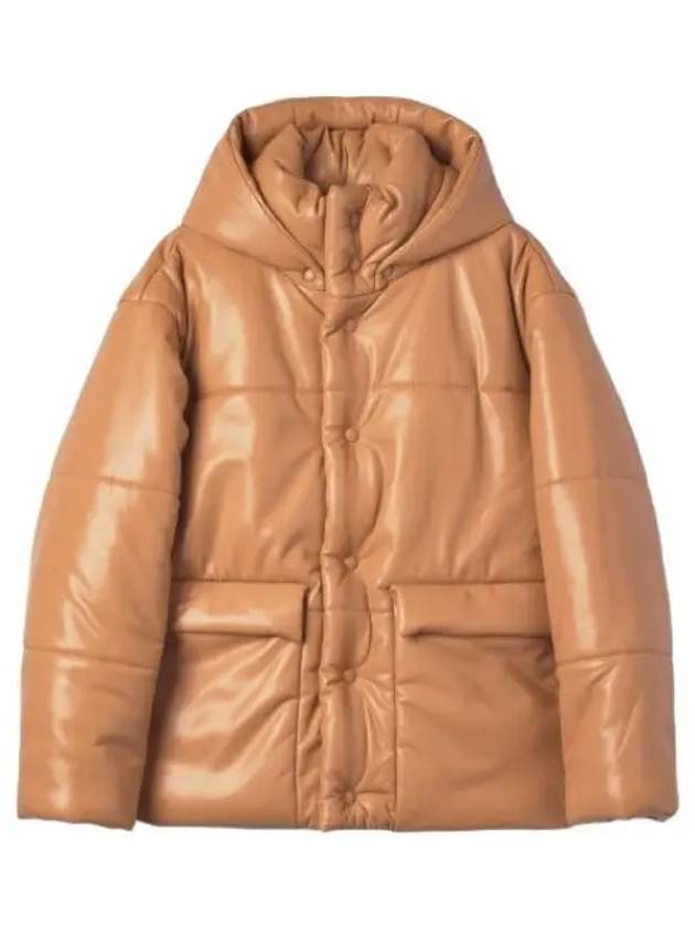 Nanushka hide hood high neck collar puffer padding tan brown - NANUSHKA - BALAAN 1