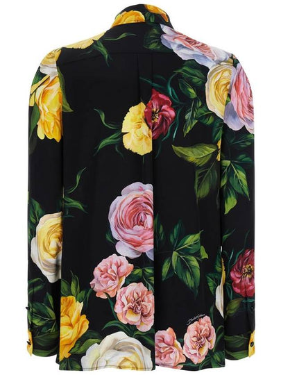 Multicolor Shirt With Oversize Pointed Collar And All-Over Floral Motif In Silk Stretch Woman - DOLCE&GABBANA - BALAAN 2