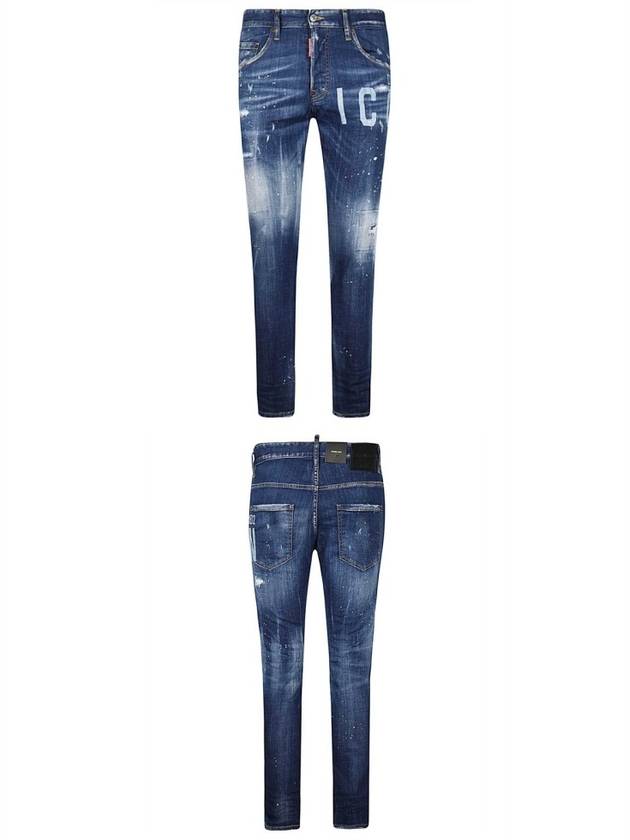 Men's Icon Laser Medium Wash Skater Jeans Medium Blue - DSQUARED2 - BALAAN.