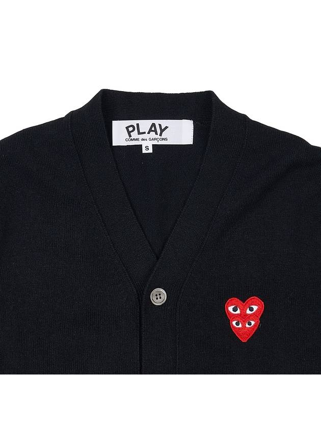 Men's Double Heart Waffen Cardigan P1N076 BLACK - COMME DES GARCONS - BALAAN 3