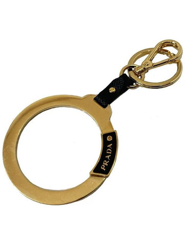 Saffiano Circle Metal Keyring 1PP065 Black NERO - PRADA - BALAAN 1