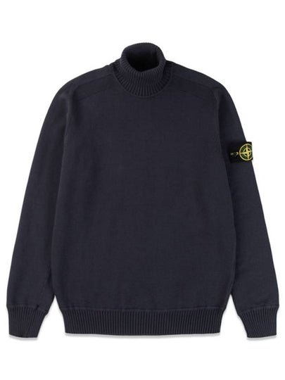 Wappen Patch Cotton Knit Turtleneck Blue - STONE ISLAND - BALAAN 2