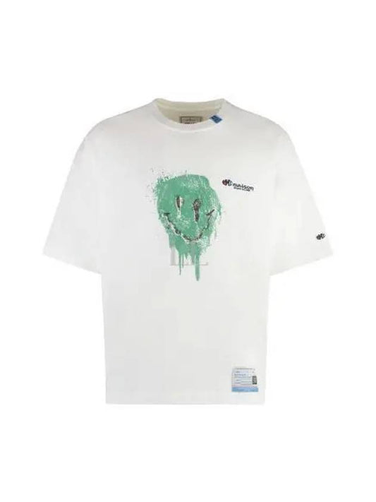 Smiley Face Cotton Short Sleeve T-shirt White - MAISON MIHARA YASUHIRO - BALAAN 2