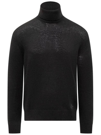 Men's Embroidered Logo Wool Turtleneck Black - JIL SANDER - BALAAN 2